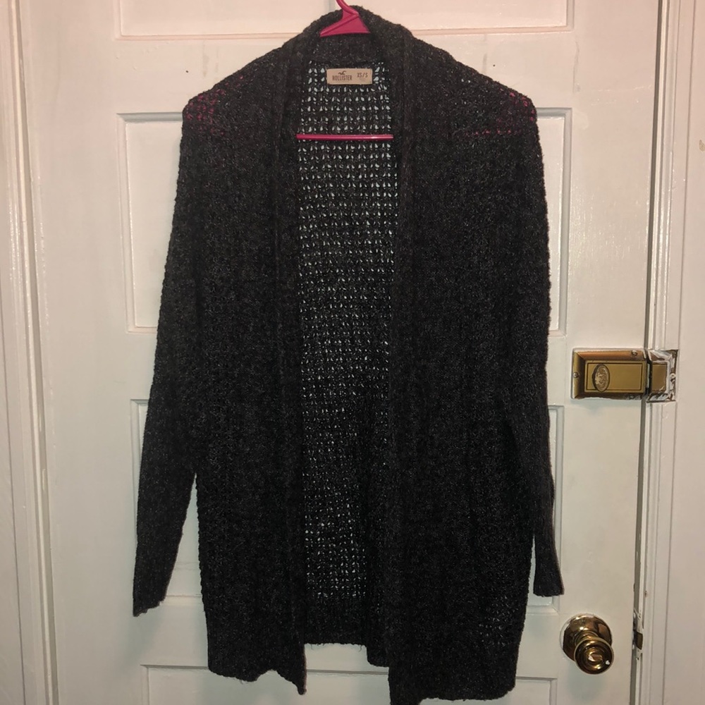 Hollister Charcoal Knit Cardigan
